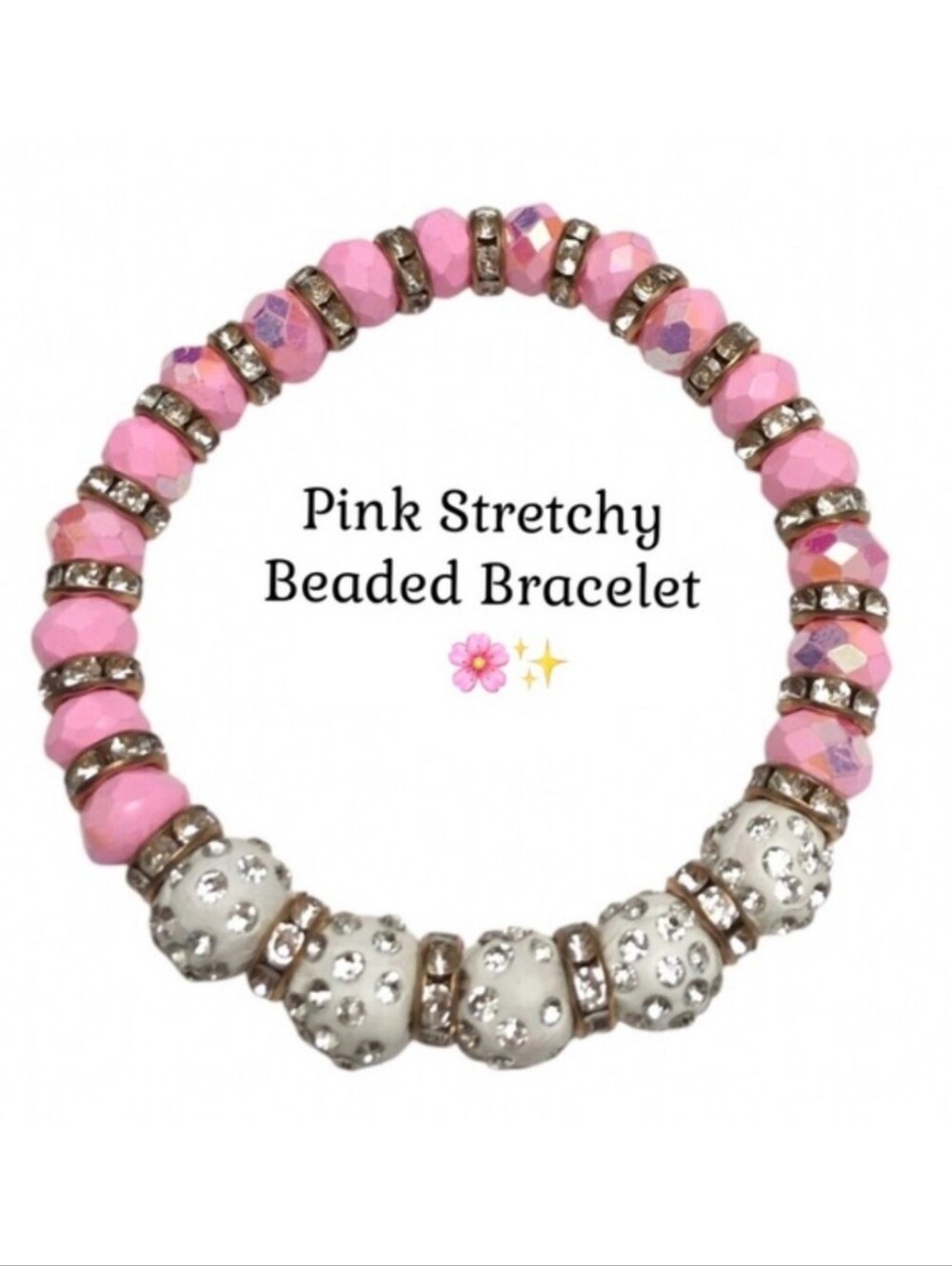 Light Pink Sparkling Beaded Bracelet 🌸